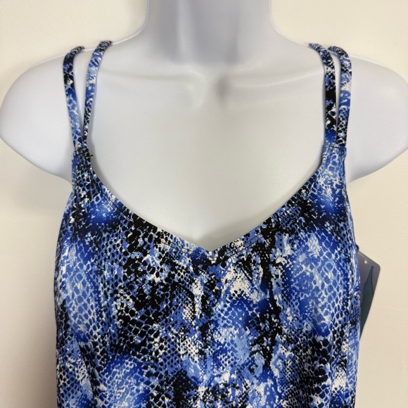 Swim Solutions Tankini Bikini Top Womens 12 Blue Snake Print NWT - Princess Seam - Picture 3 of 11